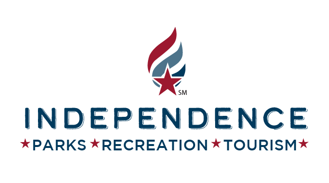 City of Independence Parks, Recreation, & Tourism logo in dark red, light blue, and navy